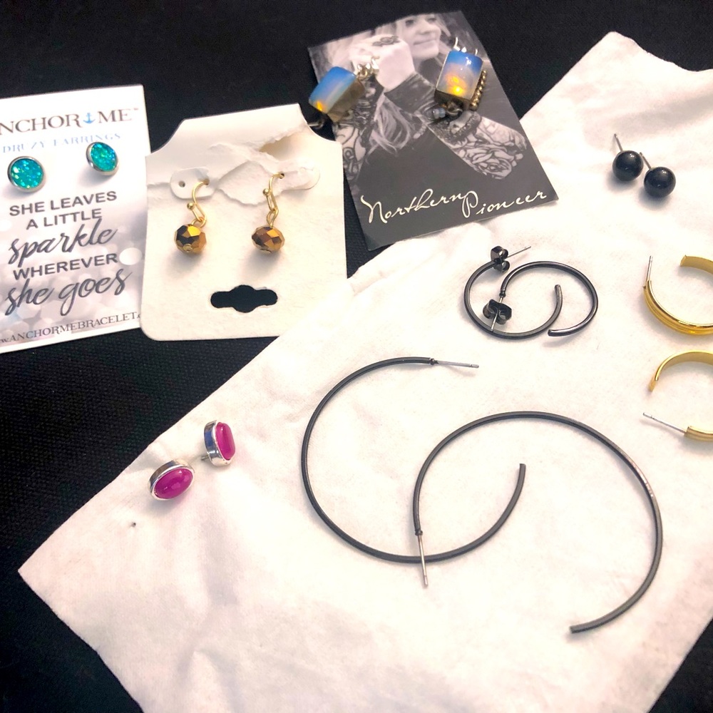 Assortment of earrings.  8 pair - variety of styles.